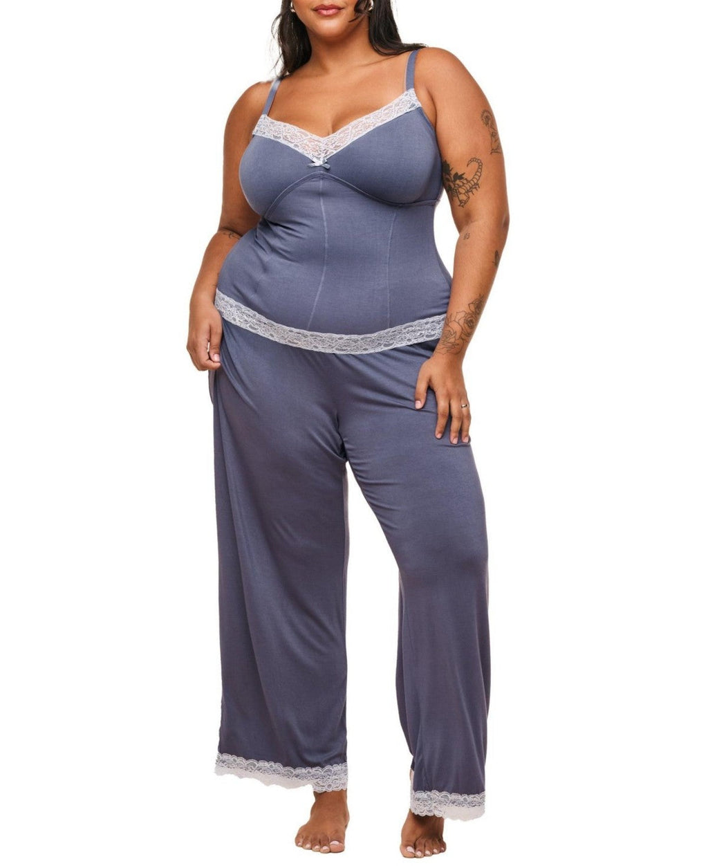 Adore Me Suzanna Pajama Cami and Pants Set - Dark Grey, 3X