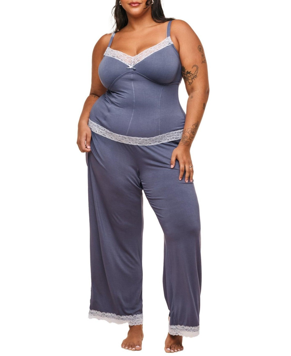 Adore Me Suzanna Pajama Cami and Pants Set - Dark Grey, 3X