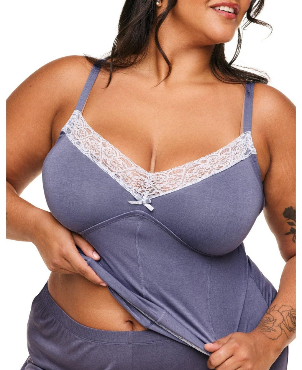 Adore Me Suzanna Pajama Cami and Pants Set - Dark Grey, 3X