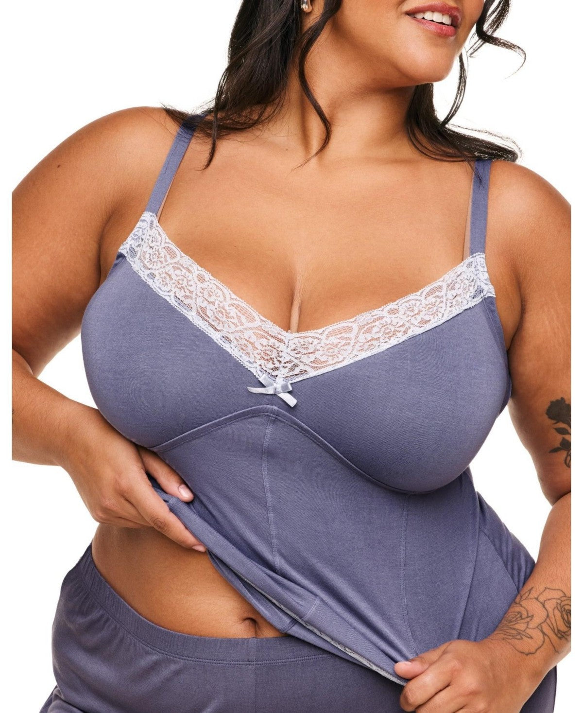 Adore Me Suzanna Pajama Cami and Pants Set - Dark Grey, 3X