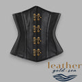 leather underbust corset - Handcrafted Black Leather