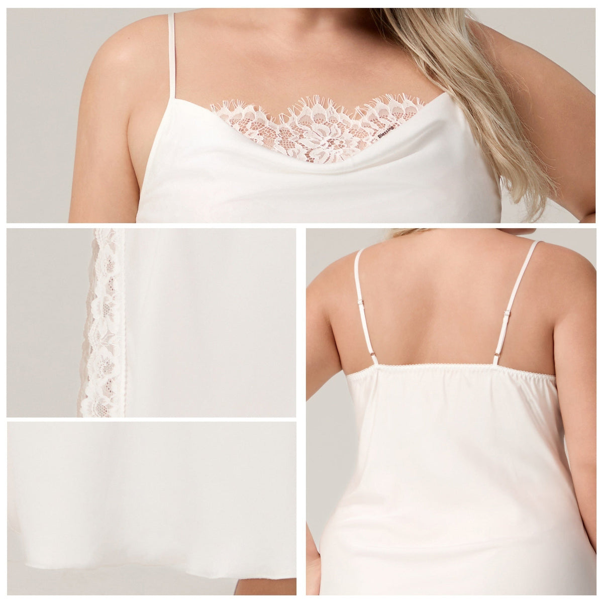 Satin Chiffon Camisole Lace Sleepwear Sexy Nightgown