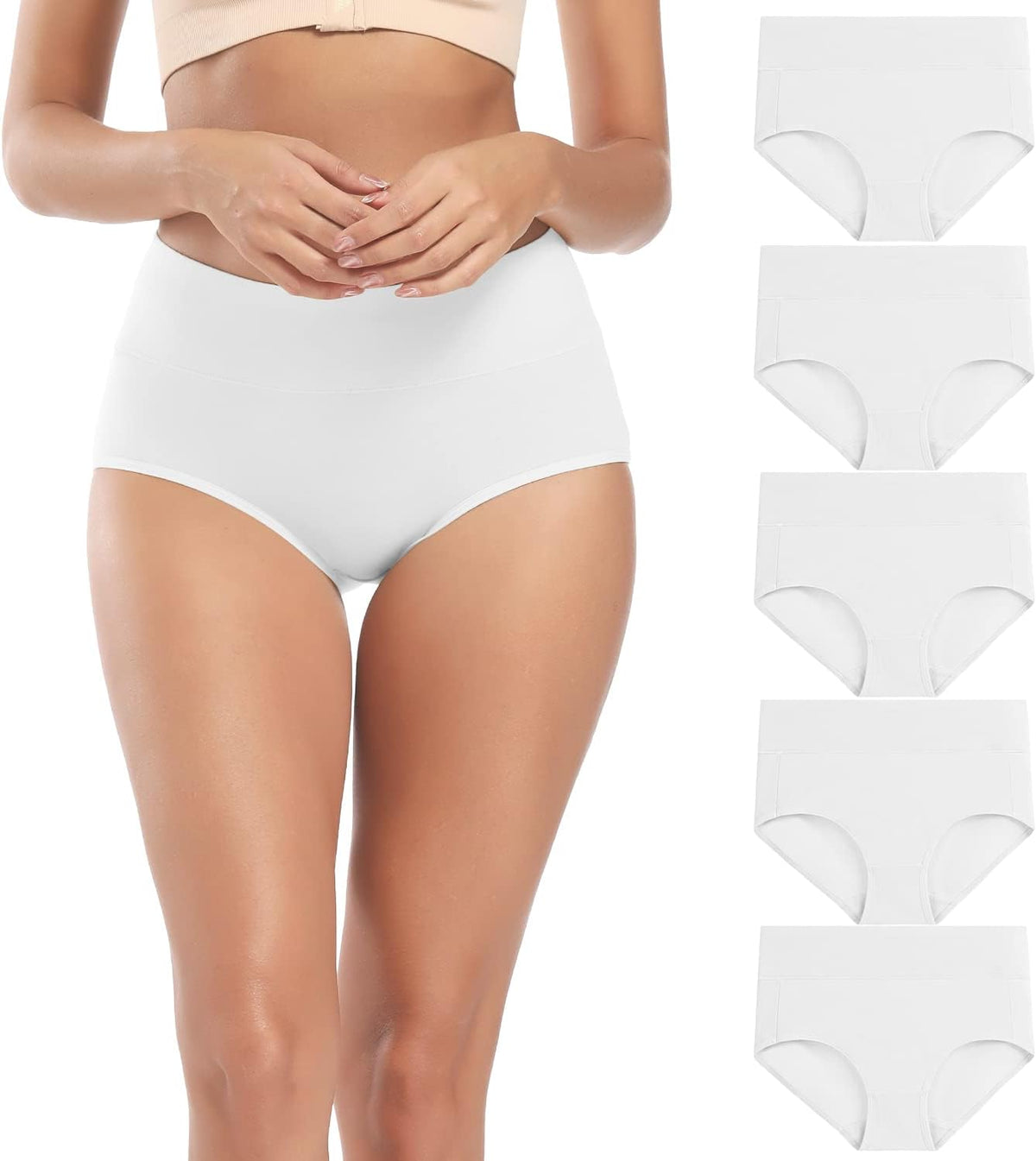 Women's High Waisted Cotton Underwear Full Coverage Panties