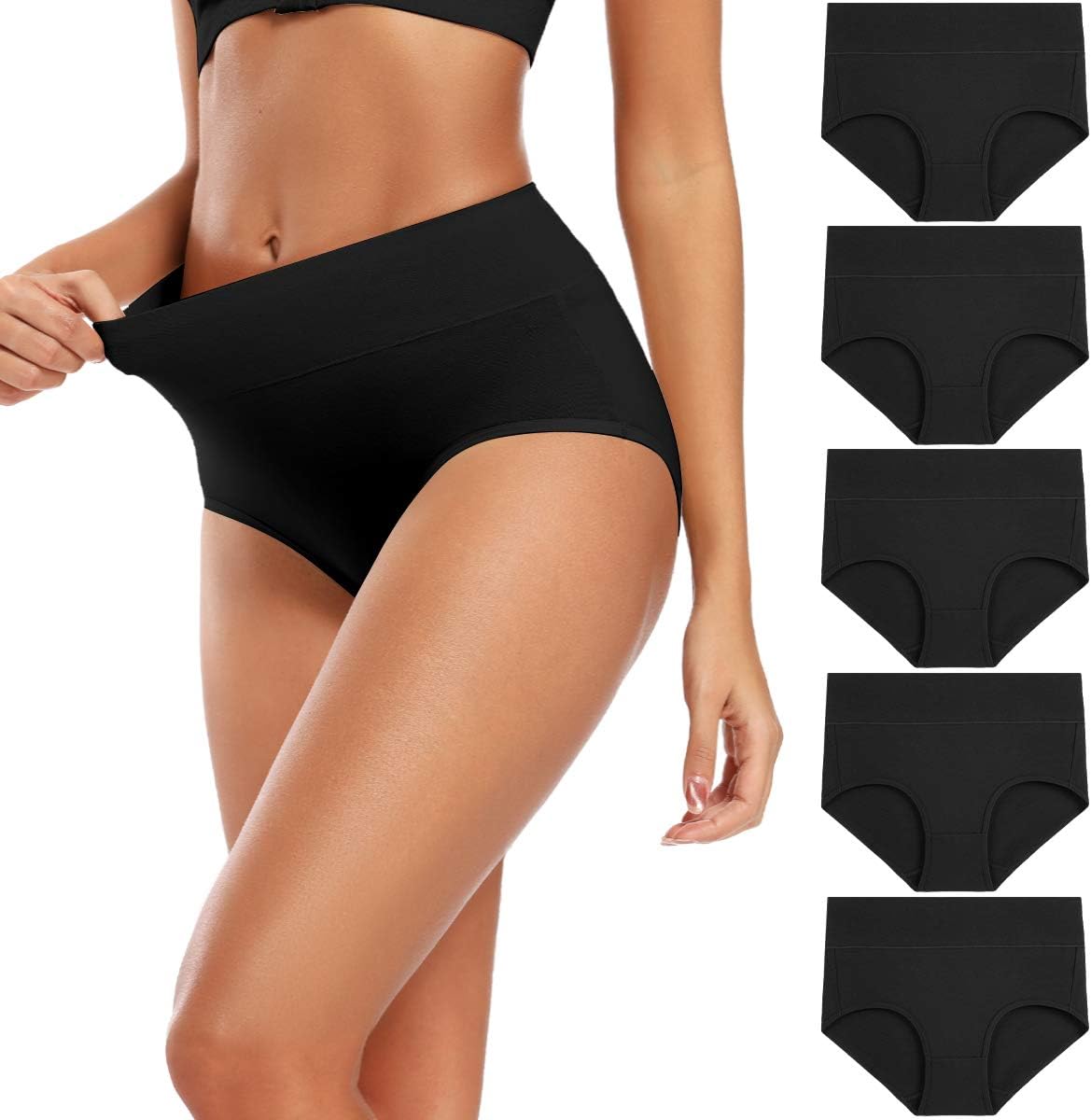 Women's High Waisted Cotton Underwear Full Coverage Panties