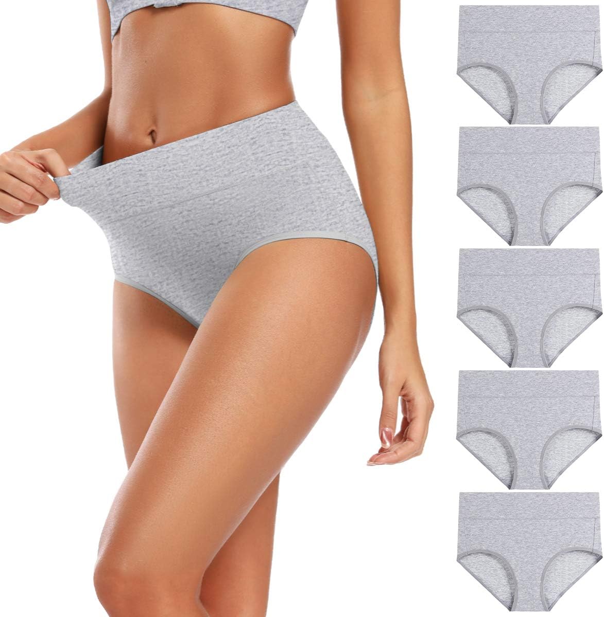 Women's High Waisted Cotton Underwear Full Coverage Panties