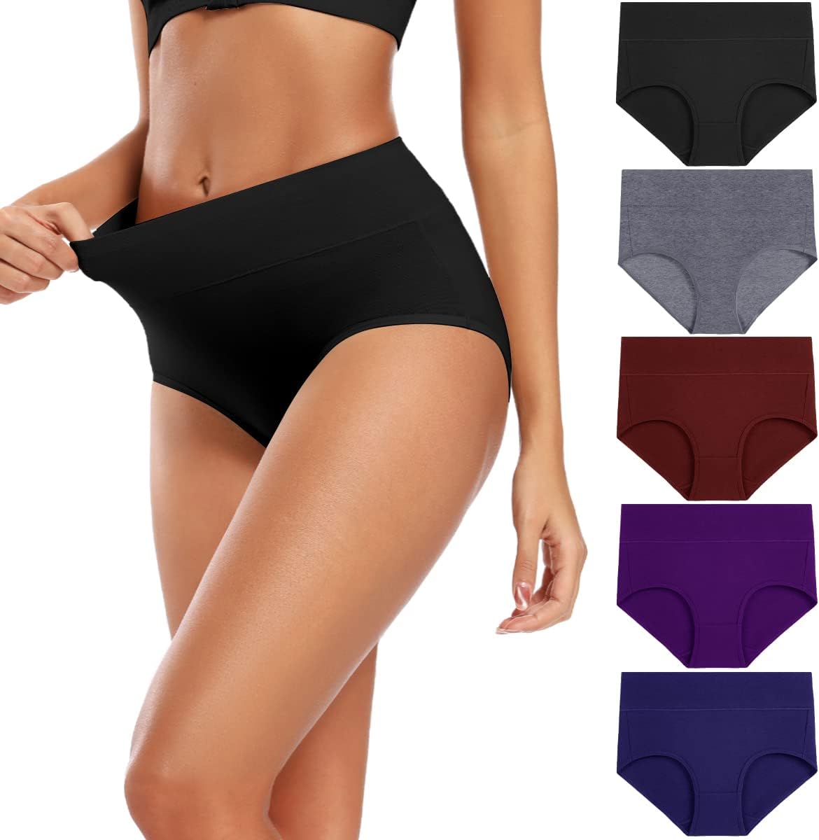 Women's High Waisted Cotton Underwear Full Coverage Panties