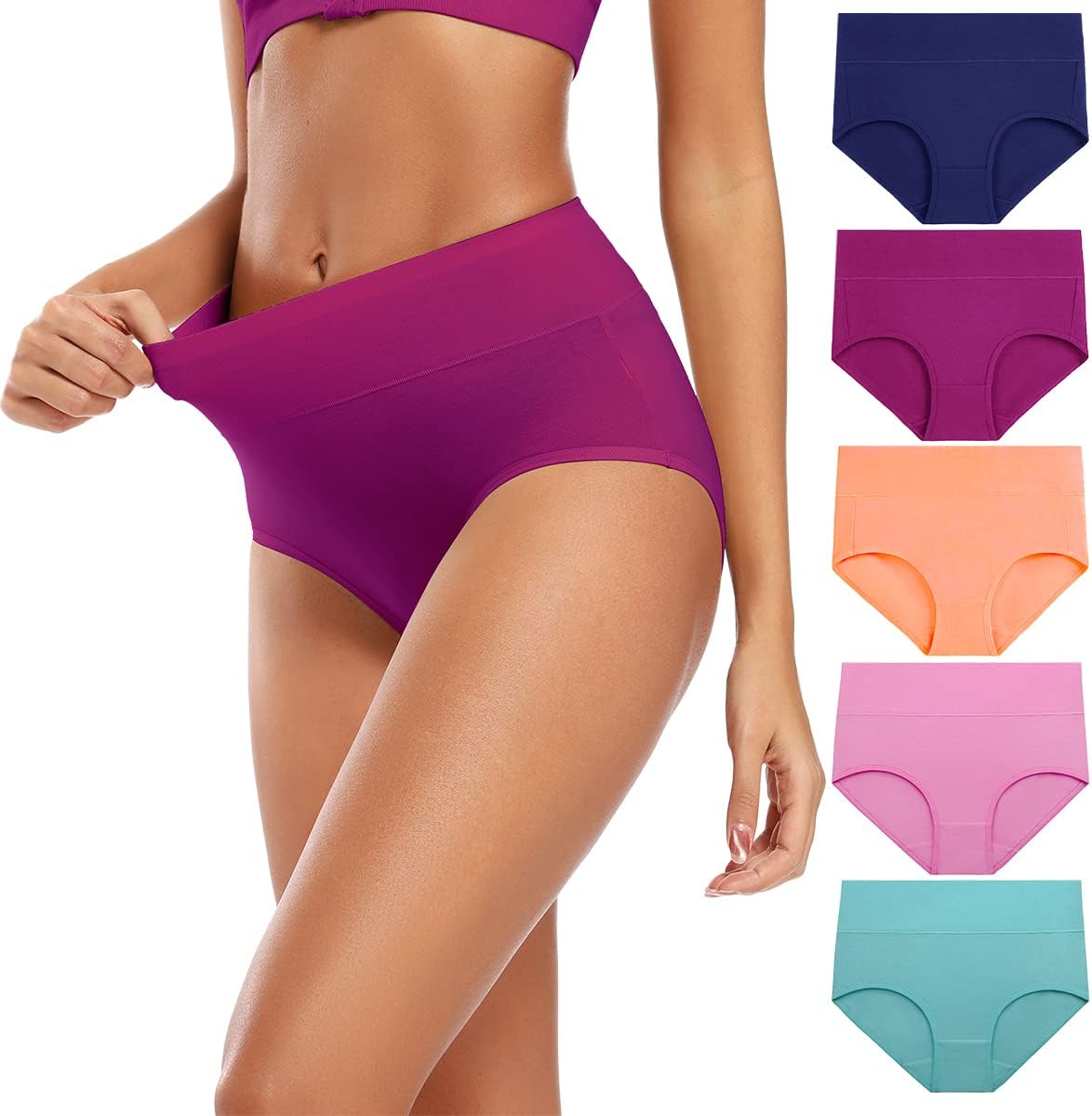 Women's High Waisted Cotton Underwear Full Coverage Panties
