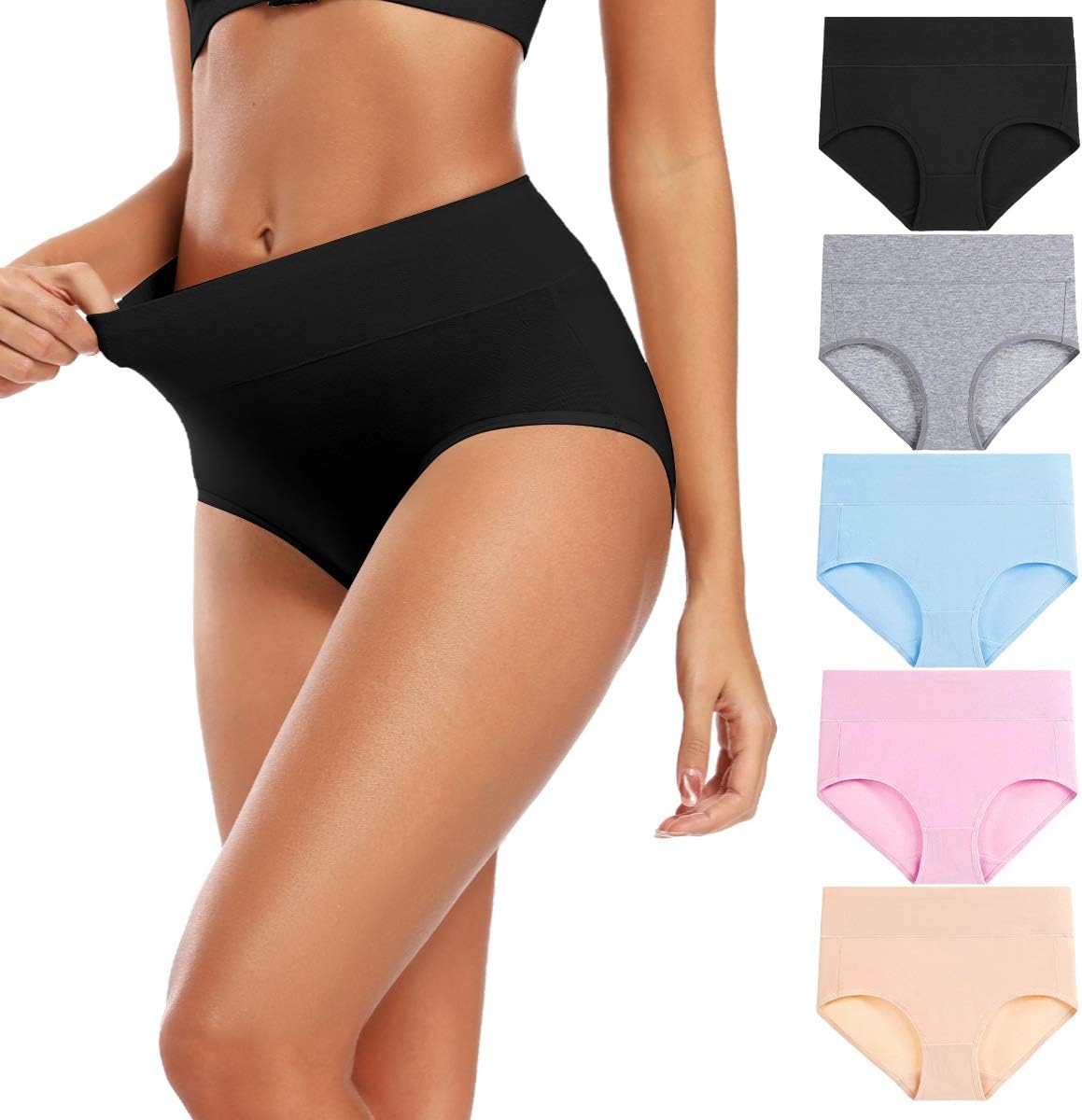 Women's High Waisted Cotton Underwear Full Coverage Panties