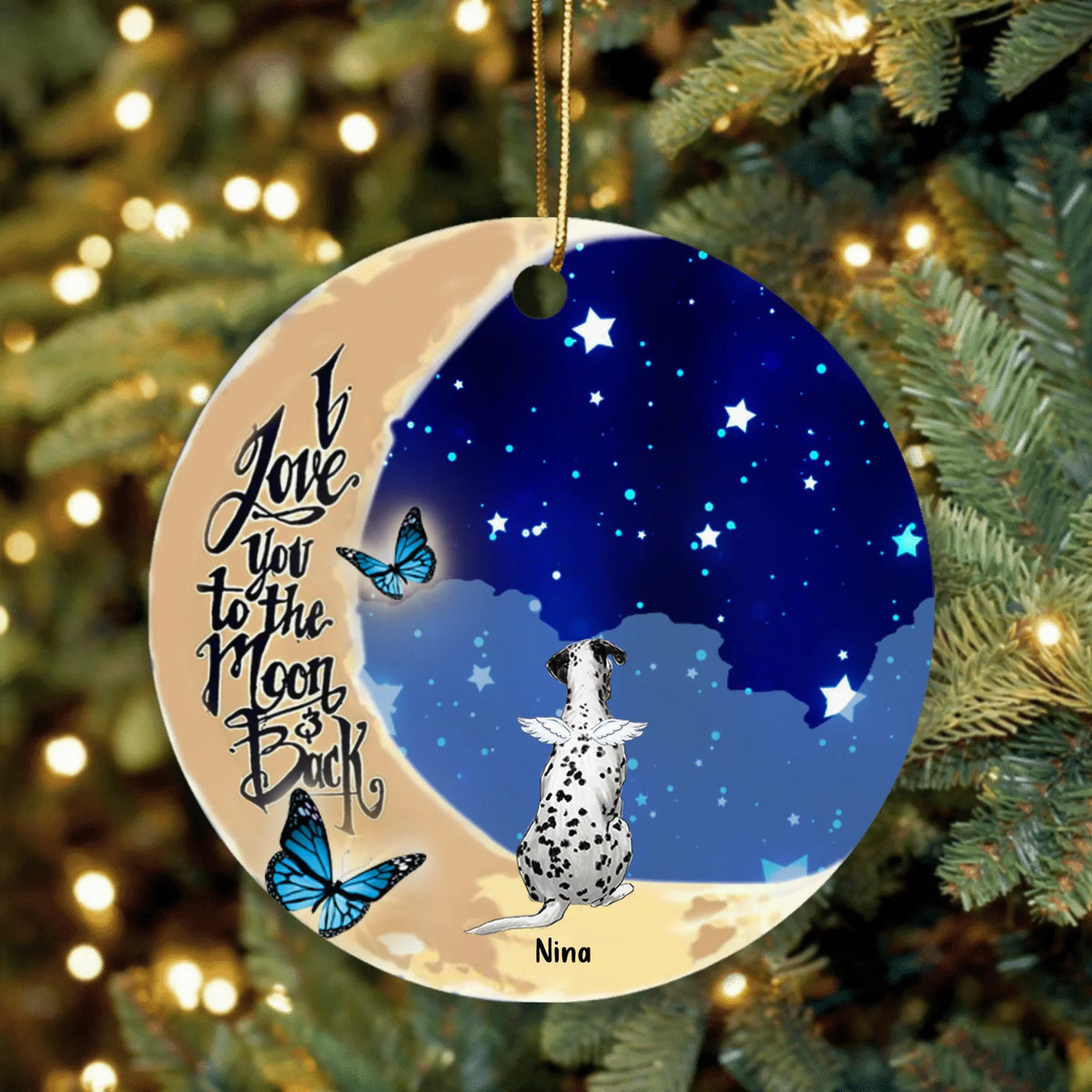 Personalized Memorial Pet Ornament - Up to 5 Pets - Best Gift For Dog/Cat Lover - I Love You To The Moon & Back