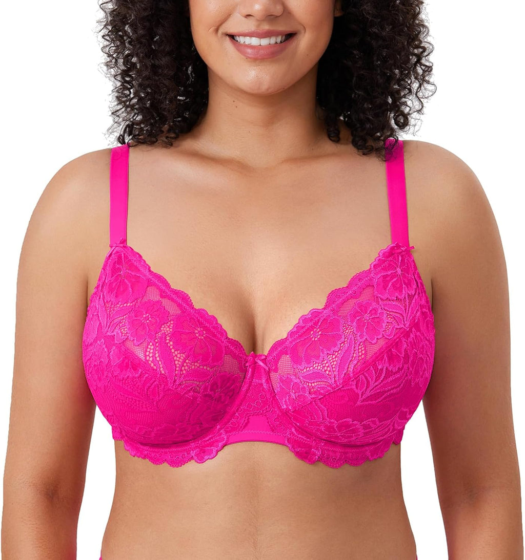 Full Coverage Bra - Lace Underwire Unlined Bra Up to J Cup