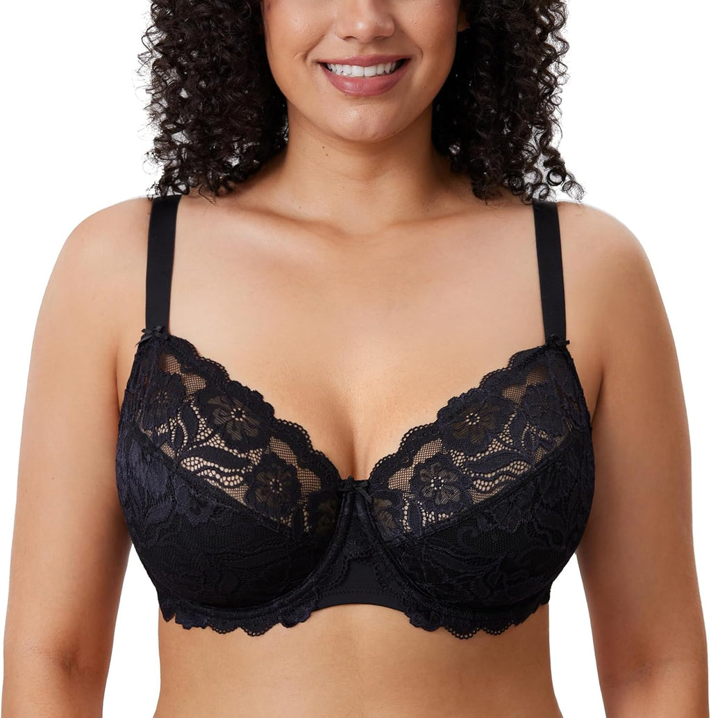 Full Coverage Bra - Lace Underwire Unlined Bra Up to J Cup