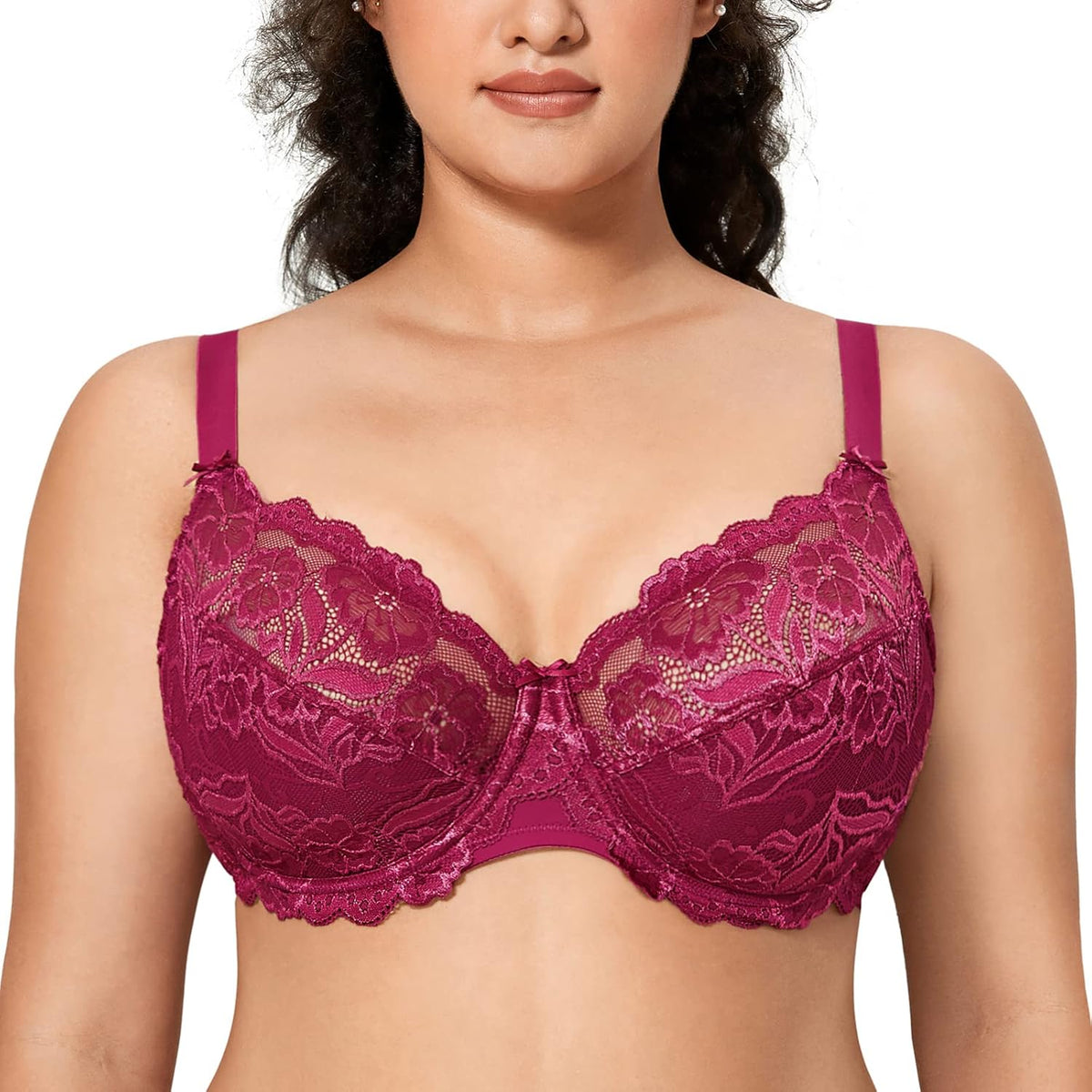 Full Coverage Bra - Lace Underwire Unlined Bra Up to J Cup