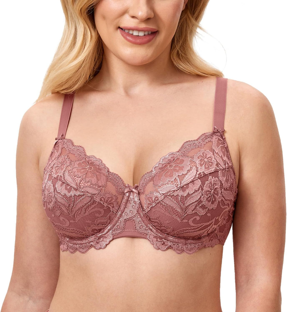 Full Coverage Bra - Lace Underwire Unlined Bra Up to J Cup