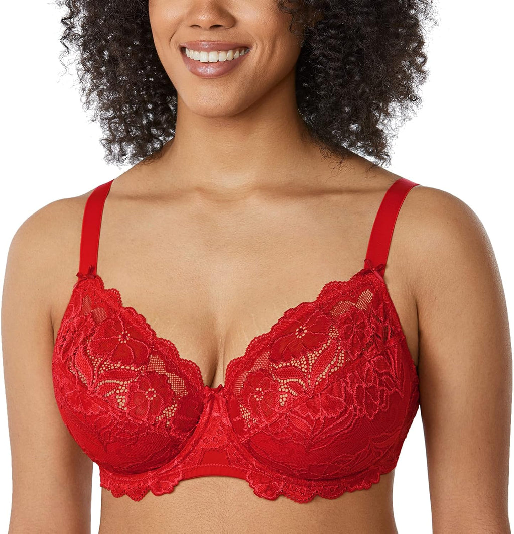Full Coverage Bra - Lace Underwire Unlined Bra Up to J Cup