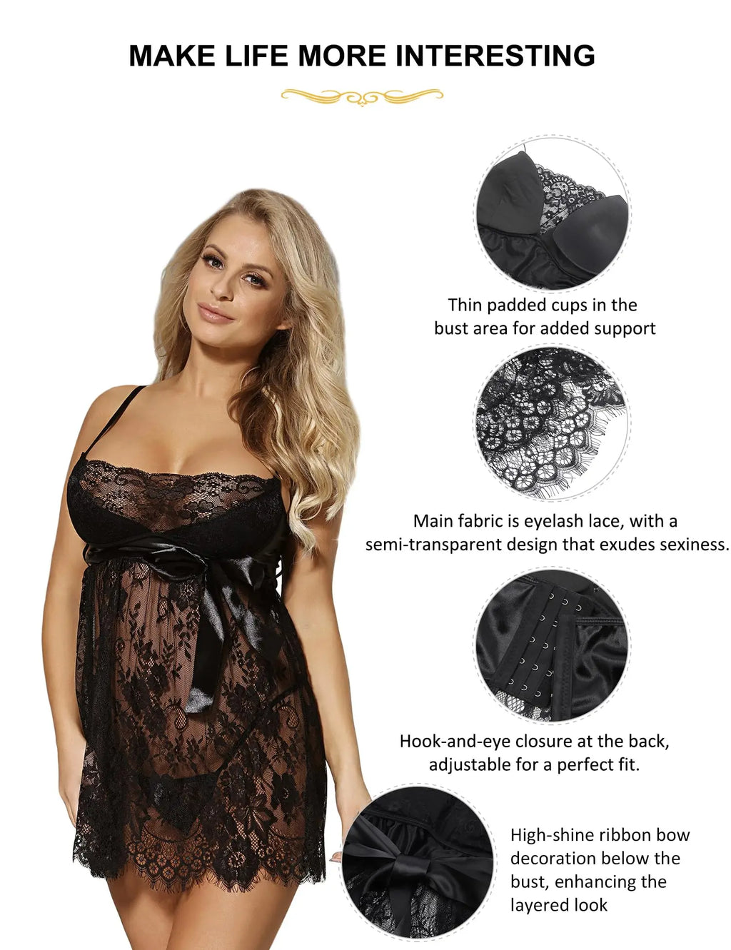 Eyelash Lace Babydoll Chemise