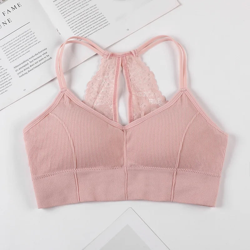 Women Tank Crop Top Seamless Underwear Lace Cropped Crop Tops Female Intimates Sexy Lingerie Padded Camisole Femme