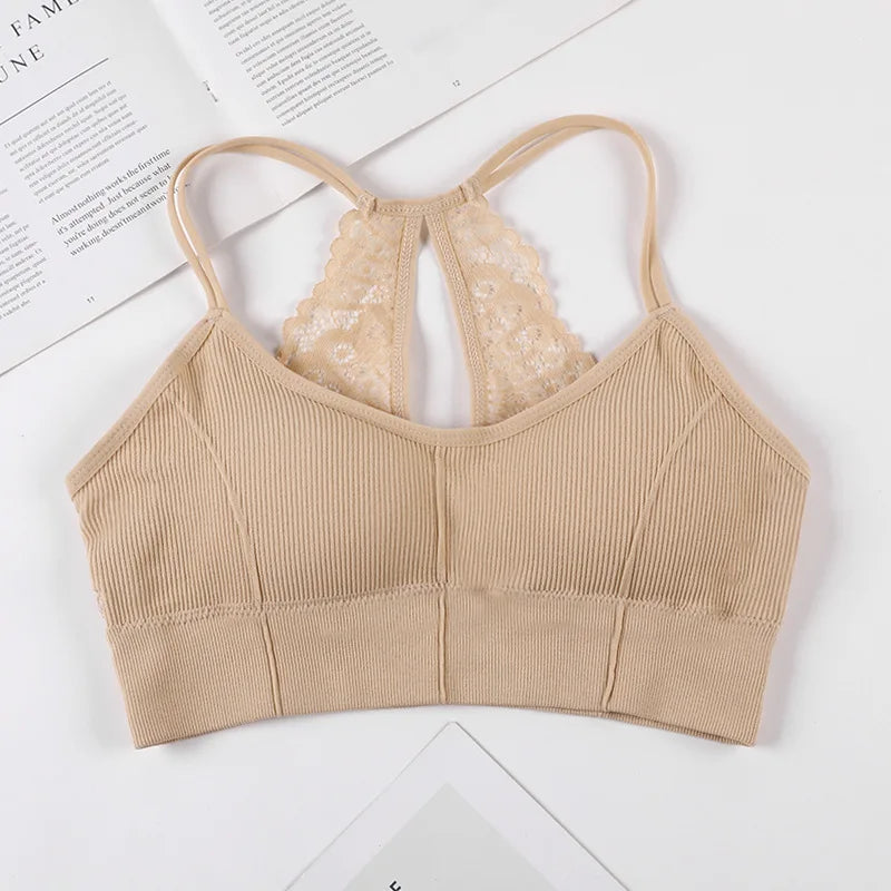Women Tank Crop Top Seamless Underwear Lace Cropped Crop Tops Female Intimates Sexy Lingerie Padded Camisole Femme
