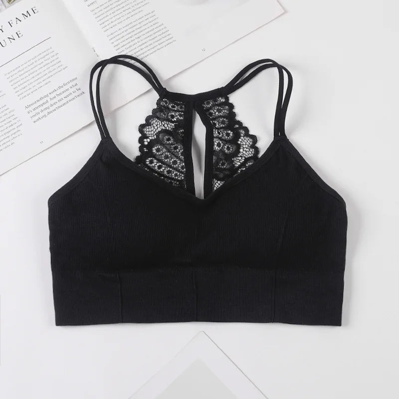 Women Tank Crop Top Seamless Underwear Lace Cropped Crop Tops Female Intimates Sexy Lingerie Padded Camisole Femme