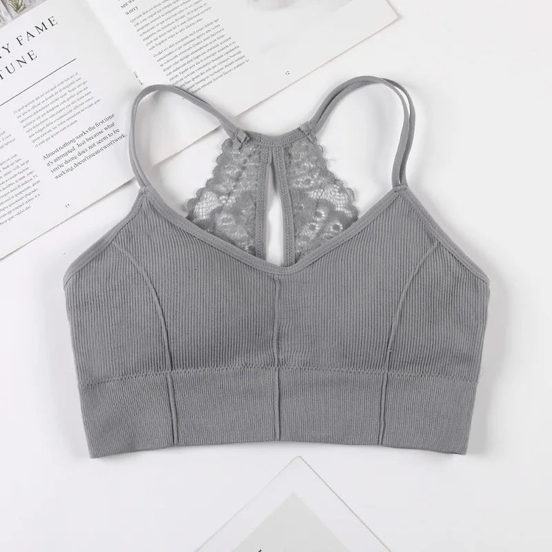 Women Tank Crop Top Seamless Underwear Lace Cropped Crop Tops Female Intimates Sexy Lingerie Padded Camisole Femme