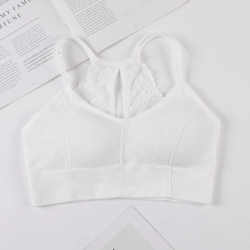 Women Tank Crop Top Seamless Underwear Lace Cropped Crop Tops Female Intimates Sexy Lingerie Padded Camisole Femme