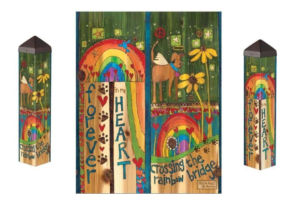 Rainbow Bridge Dog Art Pole 20 Inches Tall Pet Memorial