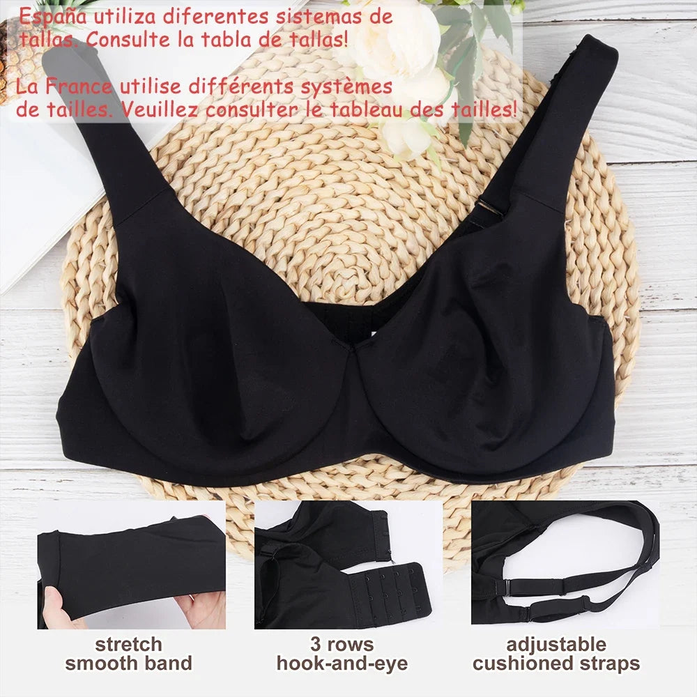 Sheroine Underwire Bra Minimizer, Full Coverage Seamless Unlined Bras for Women Unpadded Everyday Support Comfort