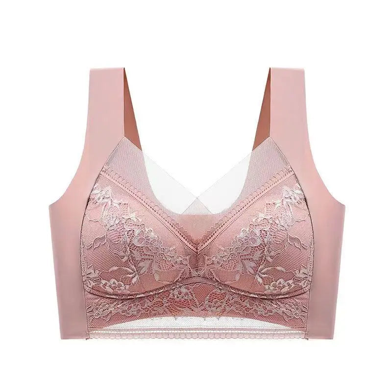 L-5XL Contrast Lace Wireless Bras For Womens Lingerie Top Female Lace Bra Underwire Brassiere Perspective Sexy Bras