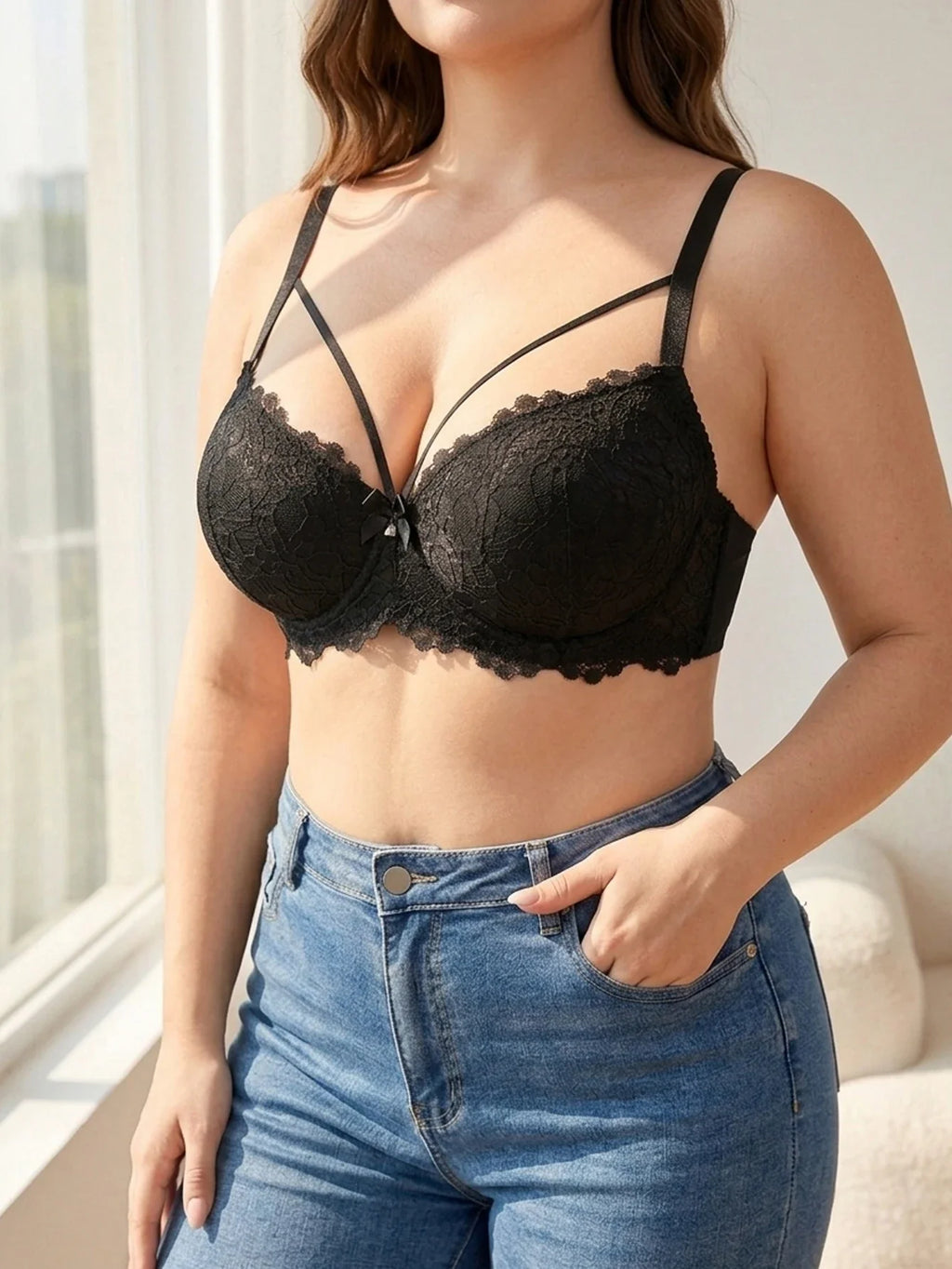 Lace Women's Bra Thin Cup Push-up Bra Underwire Side Support Wide Strap Comfortable Bra Women