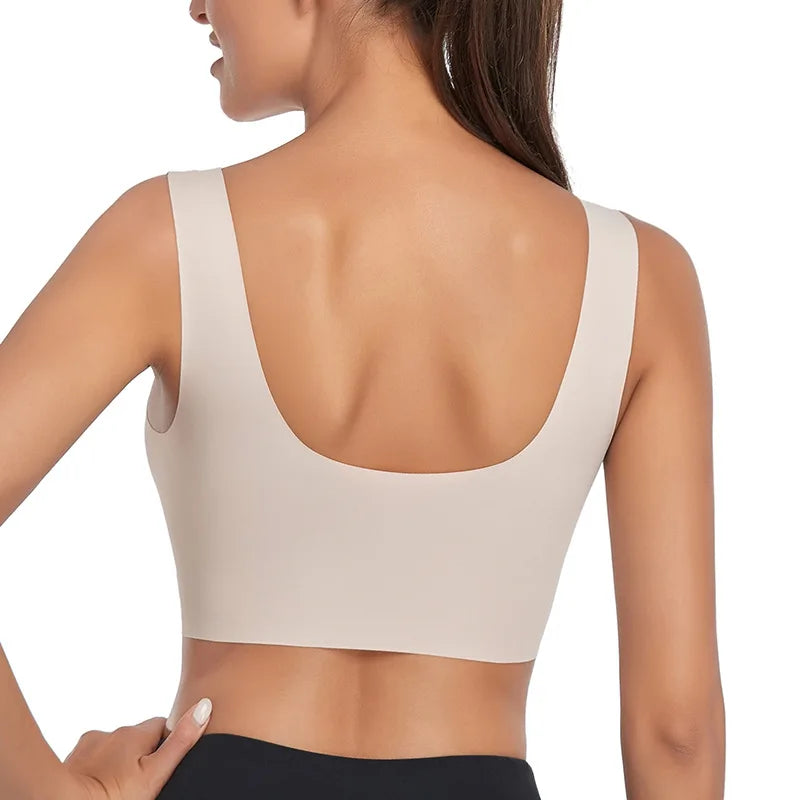 Women Seamless Bras Sexy Patchwork Lace Top Push Up Sports Brassiere Female Backless Fitness Sleep Vest Bralette New