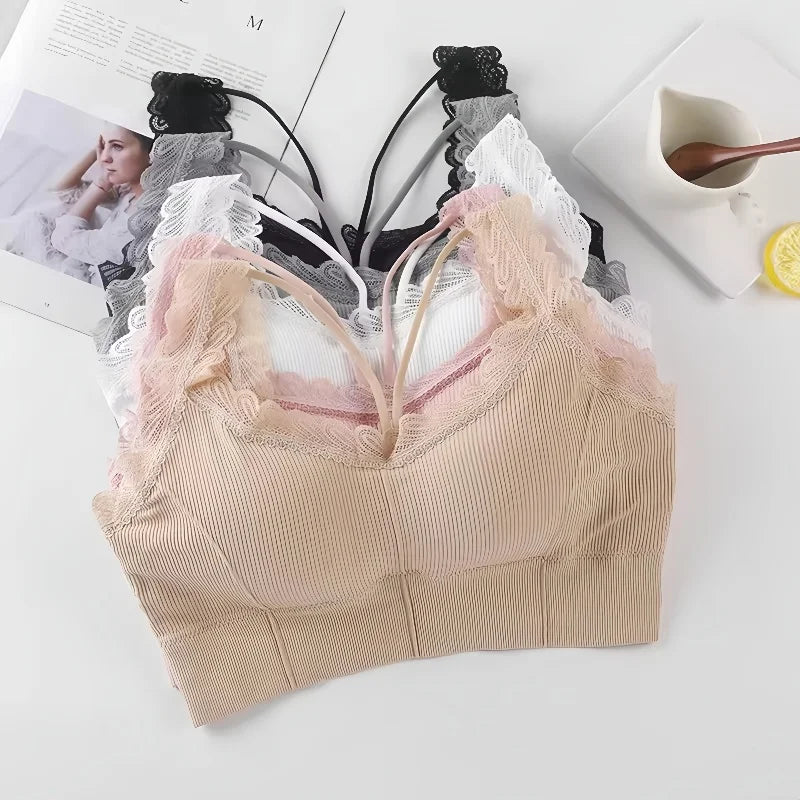 Women Tank Crop Top Seamless Underwear Lace Cropped Crop Tops Female Intimates Sexy Lingerie Padded Camisole Femme