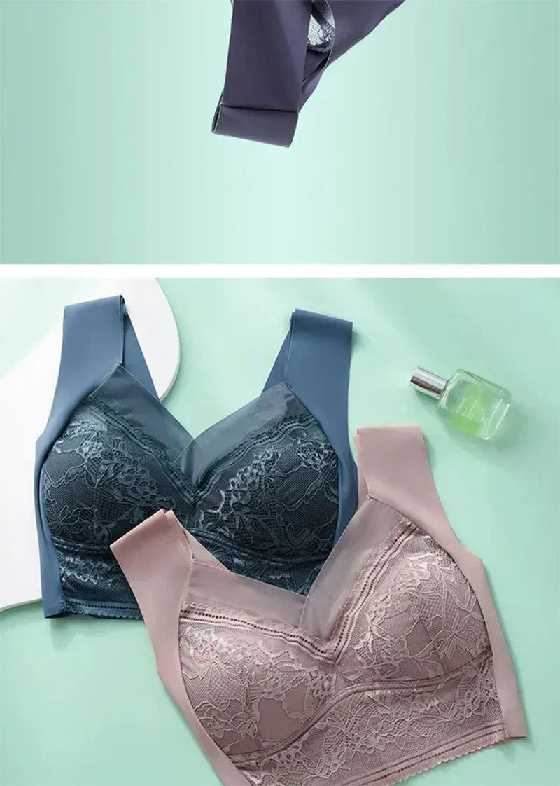 L-6L Women Large Bra Push Up Ice Silk Seamless upper Bralette Lace Wireless Summer Bras Top Lingerie Underwear 15019