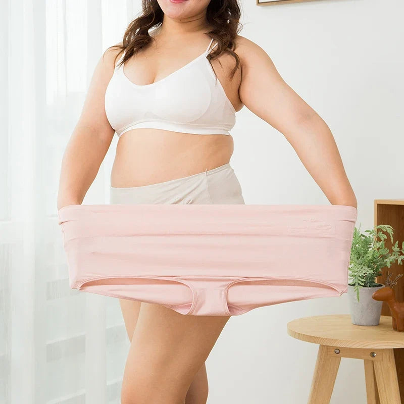 M-5XL 4Pcs/Set High Waist Cotton Panties Women Body Shaper Underwear Soft Print Girls Briefs Slimming Female Lingerie