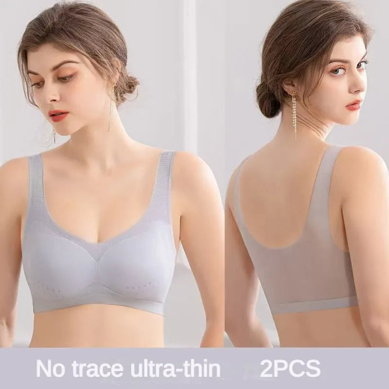 2PCS sexy bra lingerie 4XL Seamless Bralette Wire Free Bras For Women Underwear Lingerie Sleep Brassiere Breathable