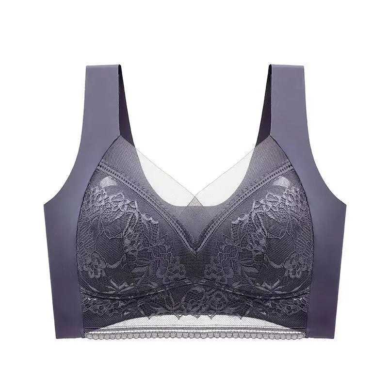 L-5XL Contrast Lace Wireless Bras For Womens Lingerie Top Female Lace Bra Underwire Brassiere Perspective Sexy Bras
