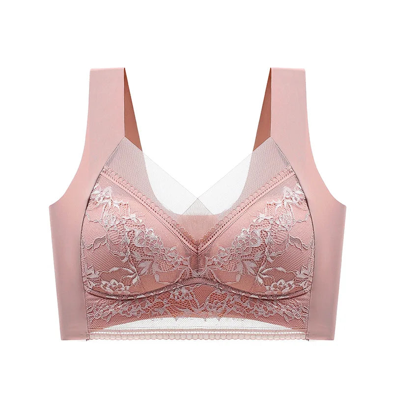 FallSweet Seamless Ice Silk Push Up Bra for Women Wireless Lace Bralette Brassiere Summer Comfort Underwear Lingerie