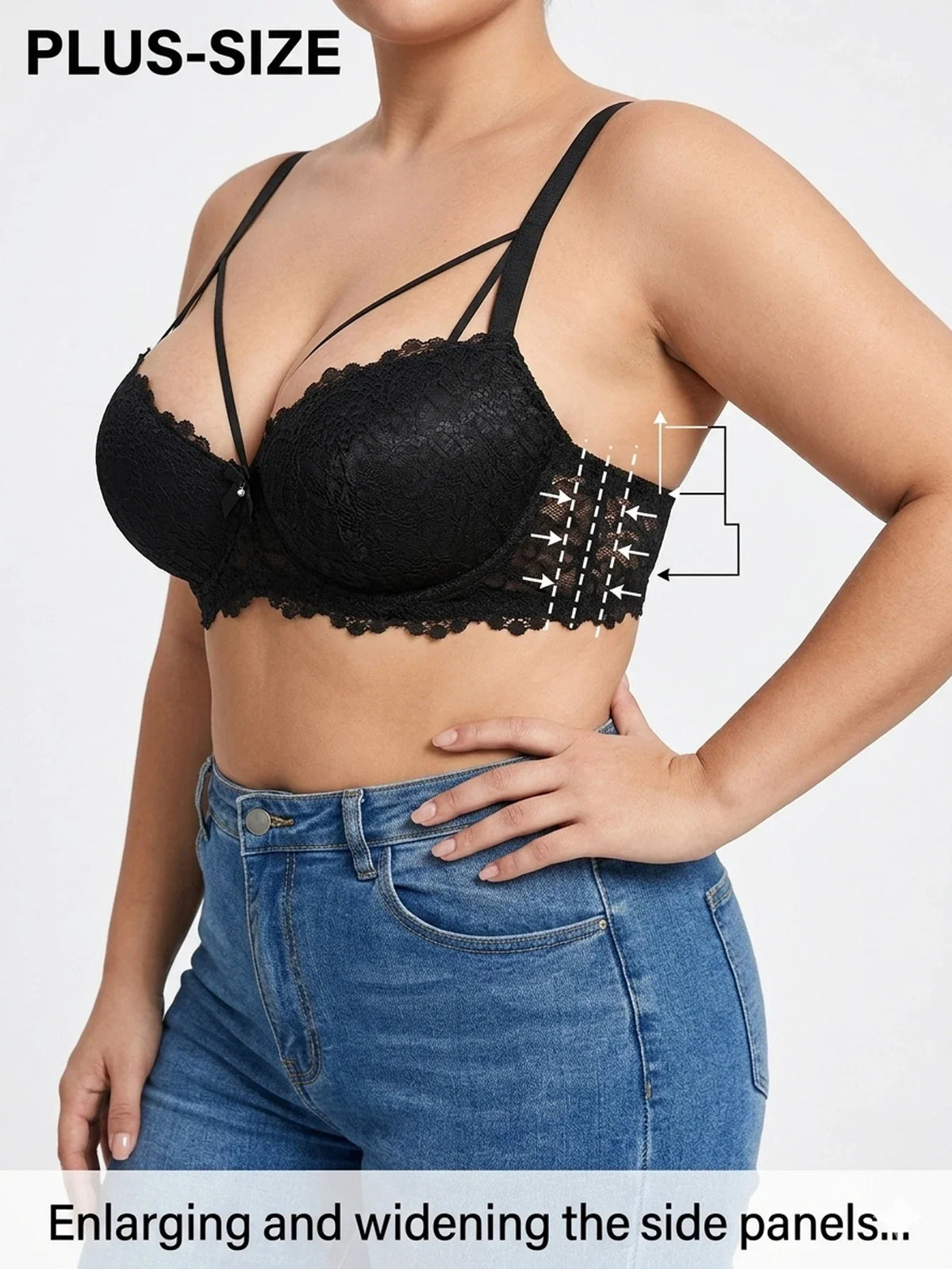 Lace Women's Bra Thin Cup Push-up Bra Underwire Side Support Wide Strap Comfortable Bra Women