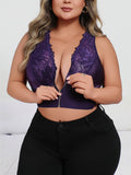 New Arrival Sexy Purple Embroidered Lingerie, Plunge Push-up Bra with Front Zip
