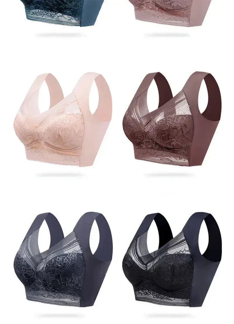 L-6L Women Large Bra Push Up Ice Silk Seamless upper Bralette Lace Wireless Summer Bras Top Lingerie Underwear 15019