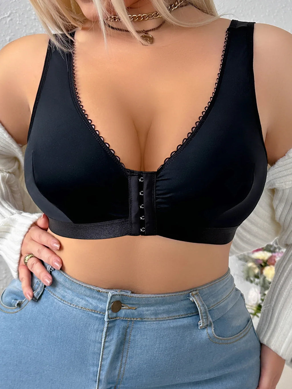 Everyday front closure Women's Brassiere Thin Cup Push up Wireless Bralette Comfort underwear Lingerie Bra