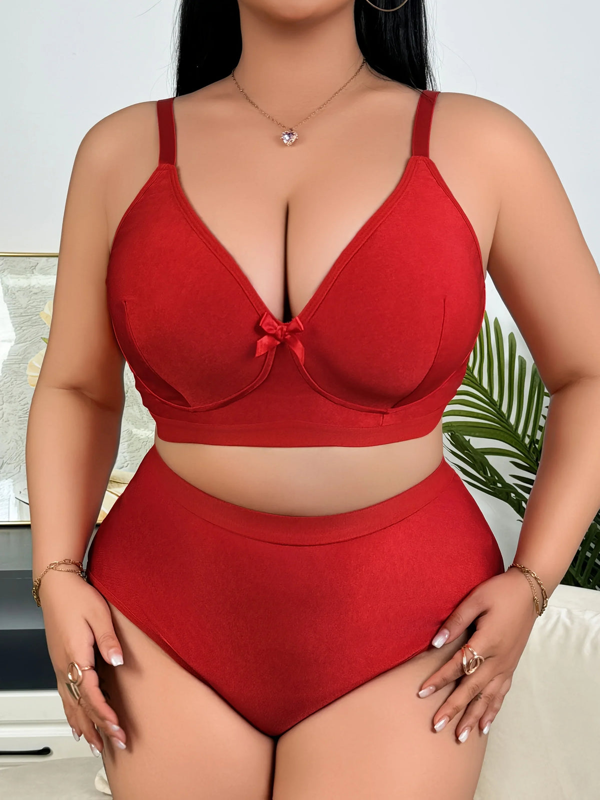 French Lingerie Set, Breathable Seamless Wireless Full Bust Support Bra