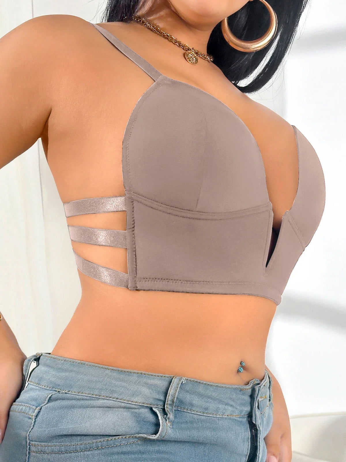 1PCS Everyday Women's Bra Deep V Push up Bra Cross Strap Comfortable Thin Cup Underwire Bralette Underwear Shapewear