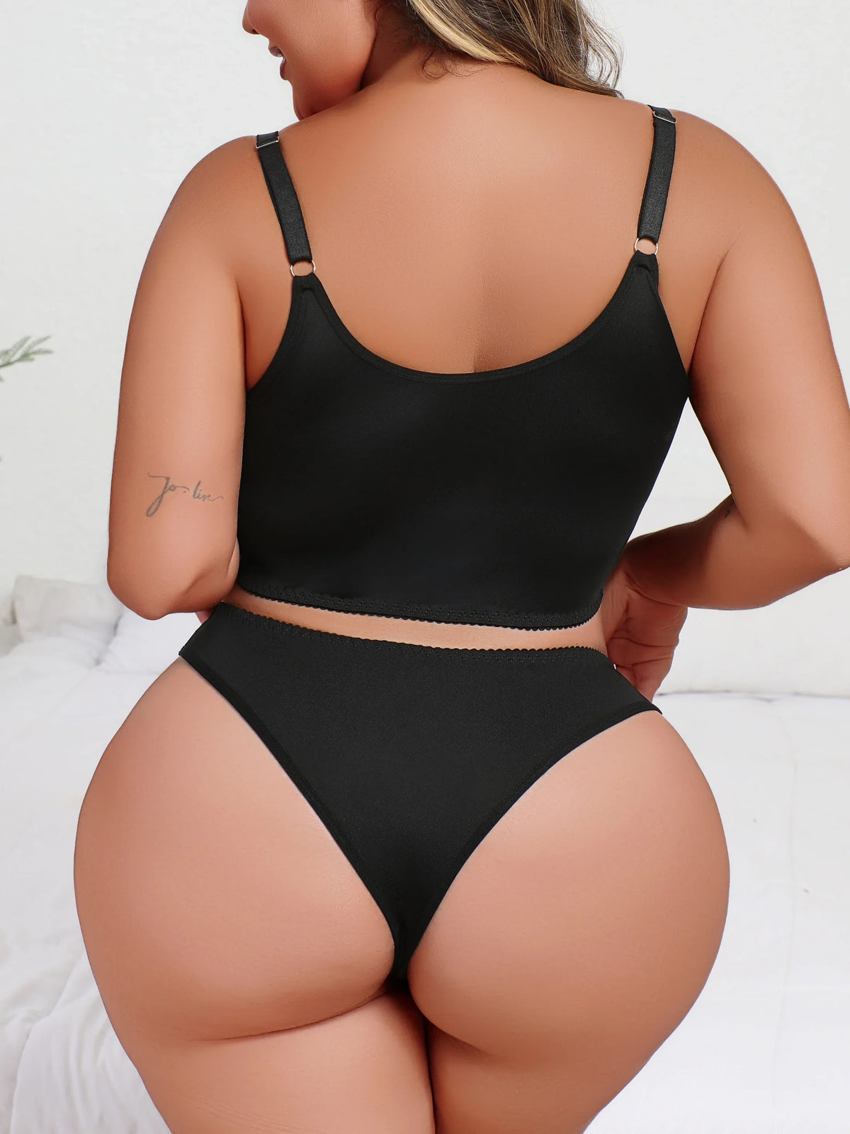 New Arrival Sexy Black & White Lace Lingerie Set, Push-up Cami Bra Panty Two-piece