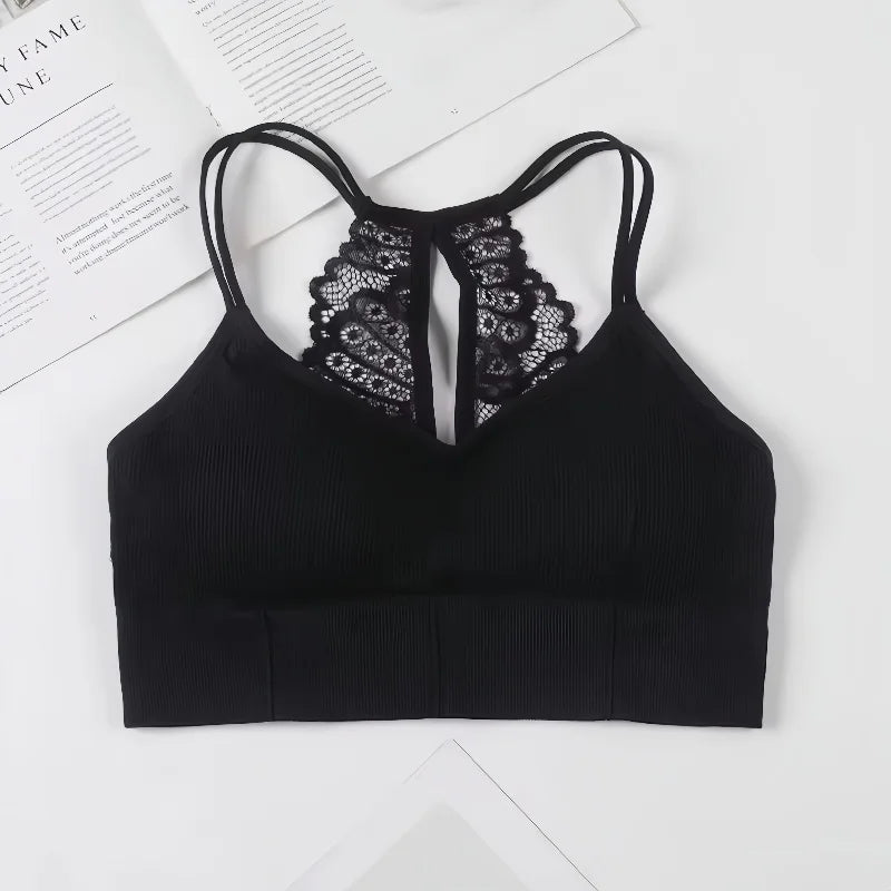 Women Tank Crop Top Seamless Underwear Lace Cropped Crop Tops Female Intimates Sexy Lingerie Padded Camisole Femme