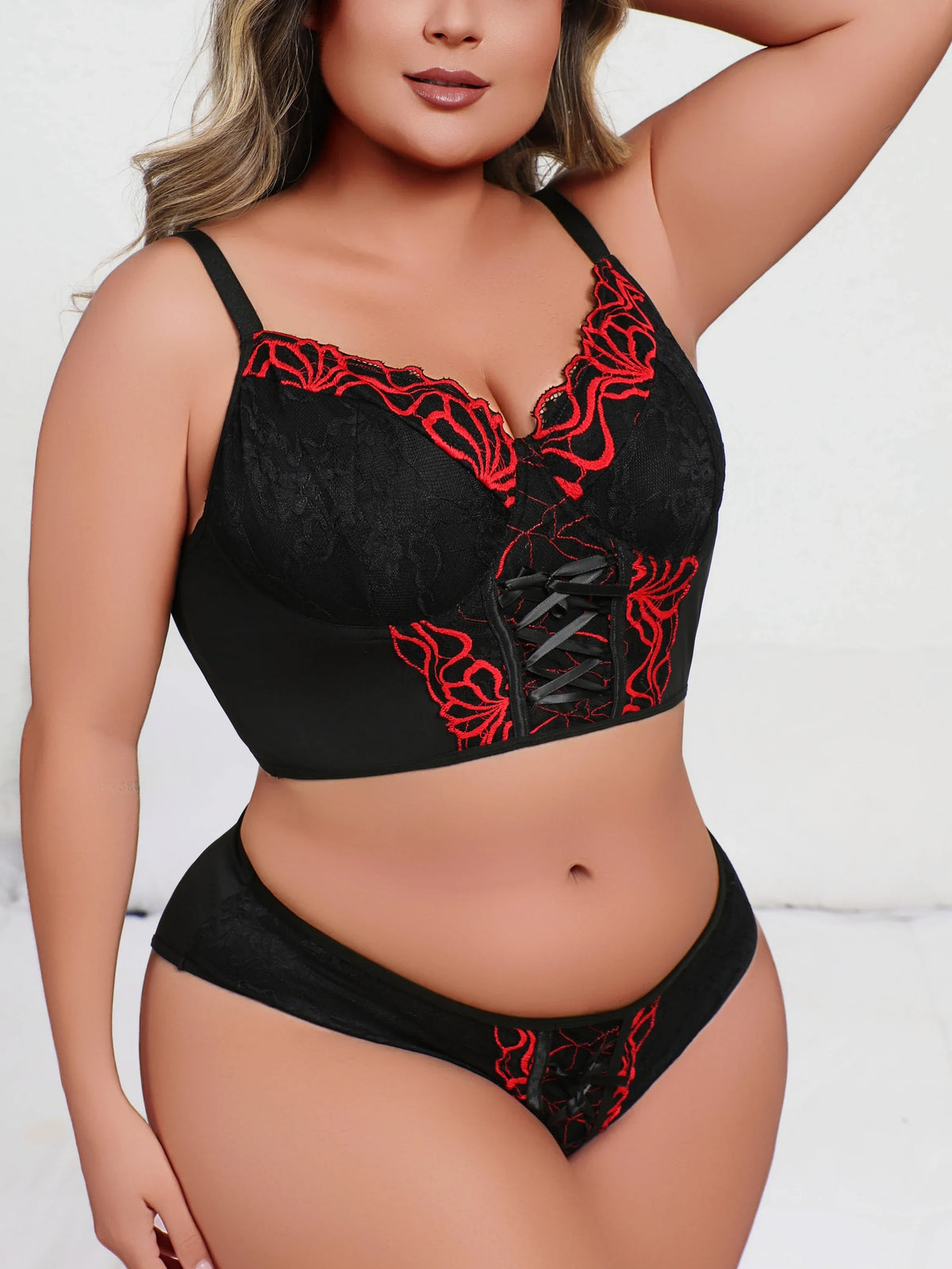 Minimizer Lingerie Set, Sexy Side-smoothing Full Support Cami Bra & Panty