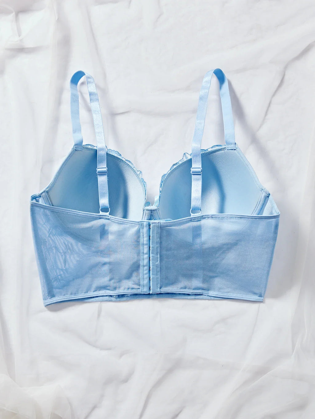 Floral Embroidered Lace Bustier Bra – Push Up, Tummy Control & Non-Slip Corset Top