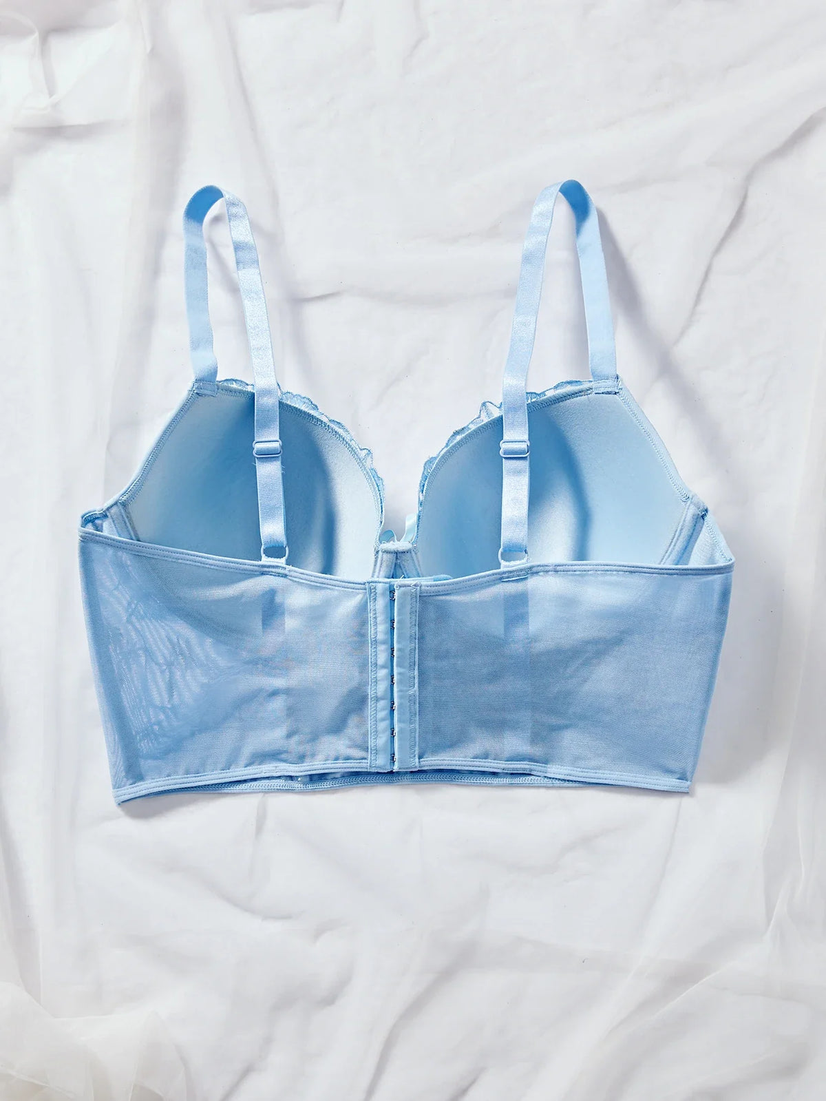 Floral Embroidered Lace Bustier Bra – Push Up, Tummy Control & Non-Slip Corset Top