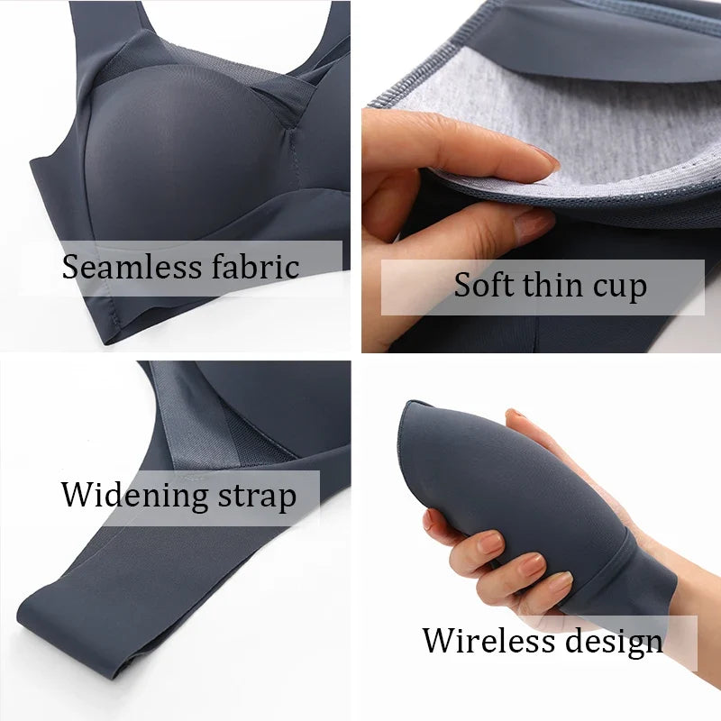 Women Seamless Bras Sexy Patchwork Lace Top Push Up Sports Brassiere Female Backless Fitness Sleep Vest Bralette New