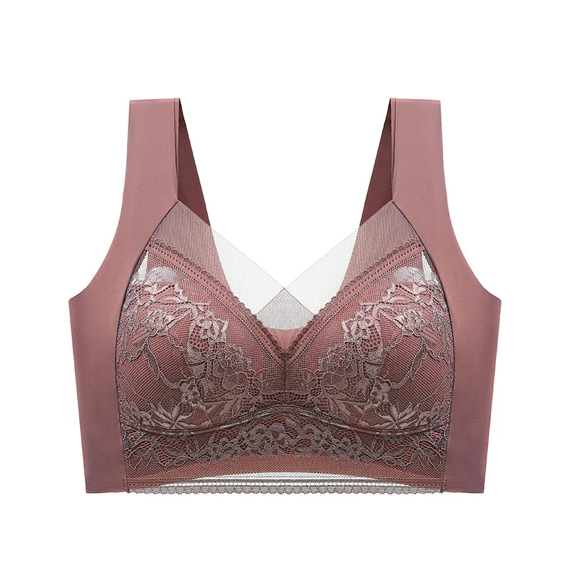FallSweet Seamless Ice Silk Push Up Bra for Women Wireless Lace Bralette Brassiere Summer Comfort Underwear Lingerie