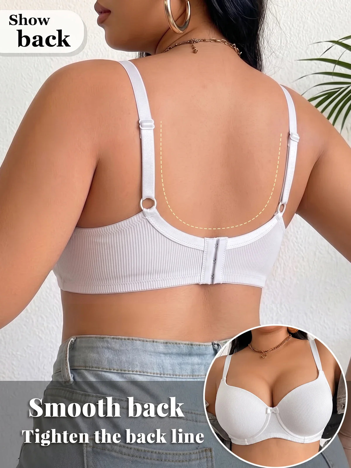 Women's B C D Thin Cup Ribbed Push Up Bra Wide Straps Underwire Side gather Lingerie Comfort Ladies Brassiere