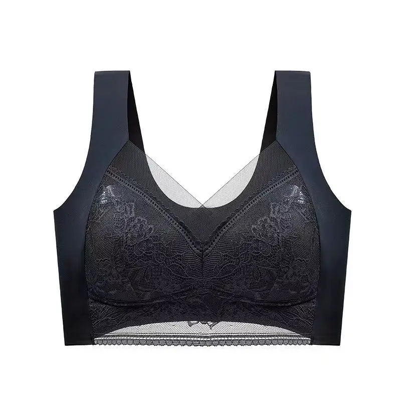L-5XL Contrast Lace Wireless Bras For Womens Lingerie Top Female Lace Bra Underwire Brassiere Perspective Sexy Bras